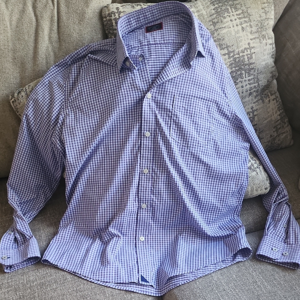 UNTUCKit Boundriotte Slim Fit Purple Checkered Button Down Shirt - Picture 9 of 13